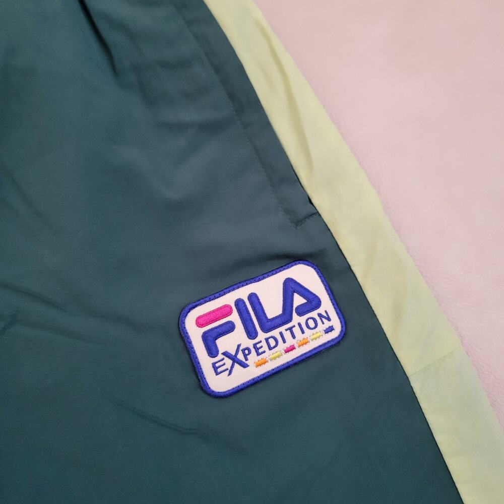 Vintage Fila Track Pants Mens L Teal Expedition Nylon Joggers Retro - Picture 4 of 12